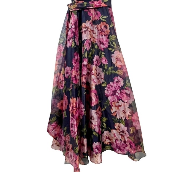 ELIZA J COLD SHOULDER FLORAL ORGANZA MAXI DRESS GOWN - Picture 9 of 15